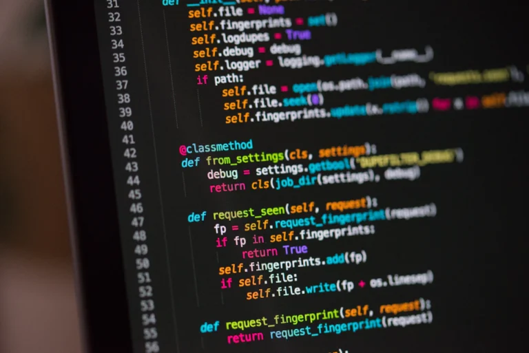 Software source code displayed on a computer screen