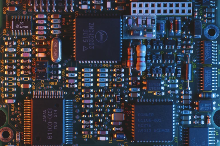 Electronic circuit board with chips and connected components