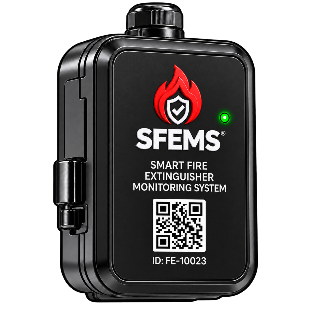 SFEMS MINI (E-device) smart fire extinguisher monitoring node with status indicator